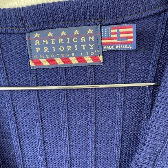 Vintage 90’s American Priority Sleeveless V-Neck Sweater Size L EUC - Picture 3 of 5
